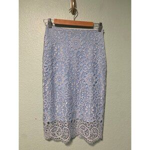For Love & Lemons Women's Light Blue Lace Festival Pencil Skirt Size Small‎